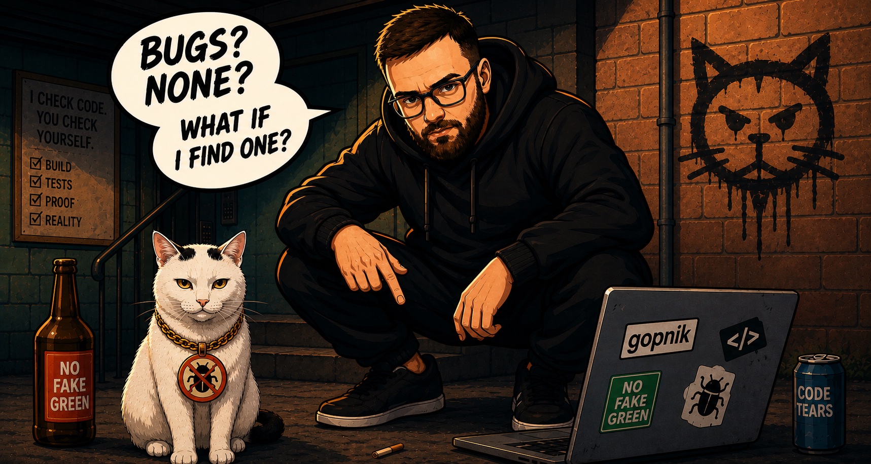 Gopnik challenges a coding agent's claim that the code has no bugs