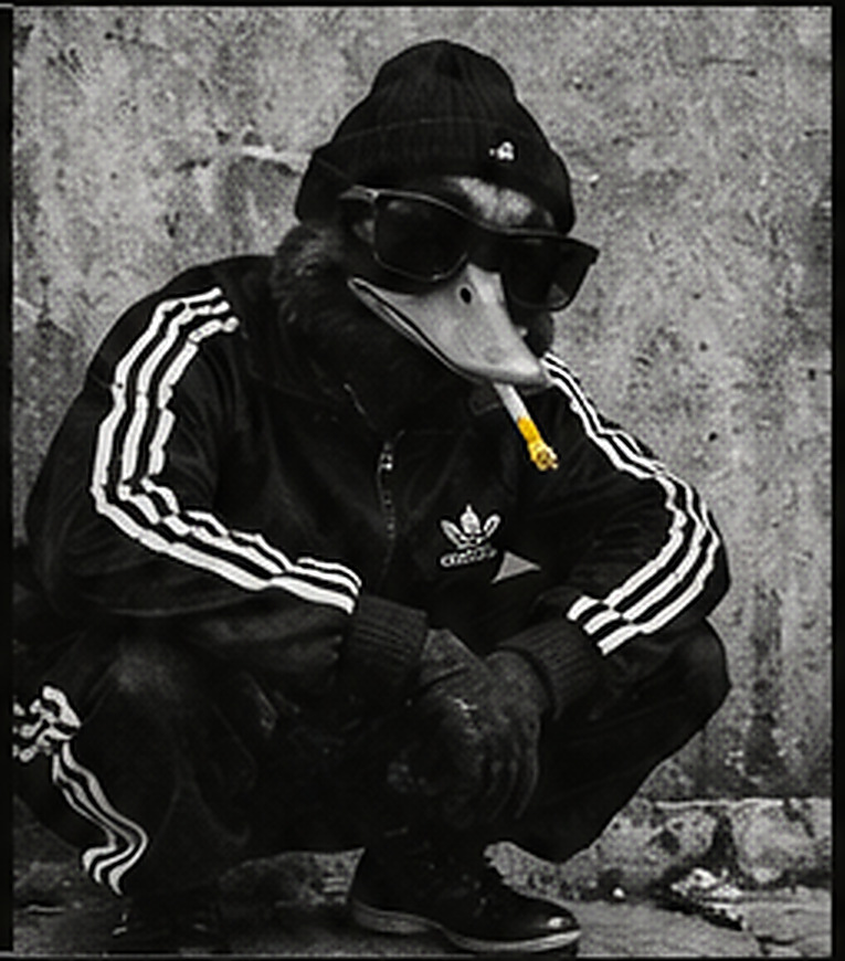 Утка Gopnik в спортивной одежде с жёлтой деталью